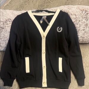 PINK Victoria's Secret Black and Cream Cardigan